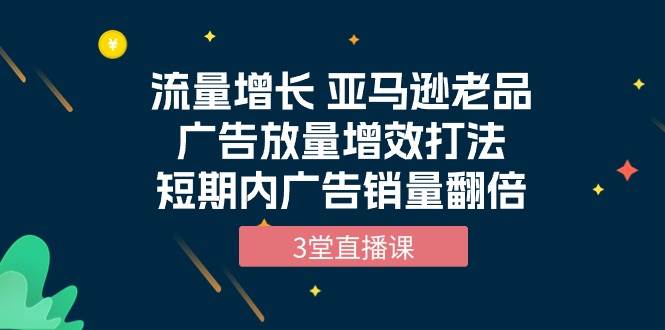 （10112期）流量增长 亚马逊老品广告放量增效打法，短期内广告销量翻倍（3堂直播课）-178分享