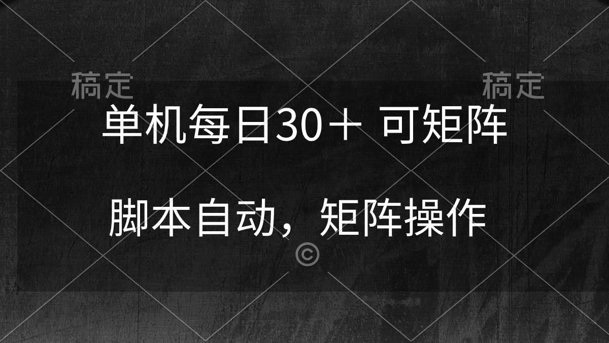 （10100期）单机每日30＋ 可矩阵，脚本自动 稳定躺赚-178分享