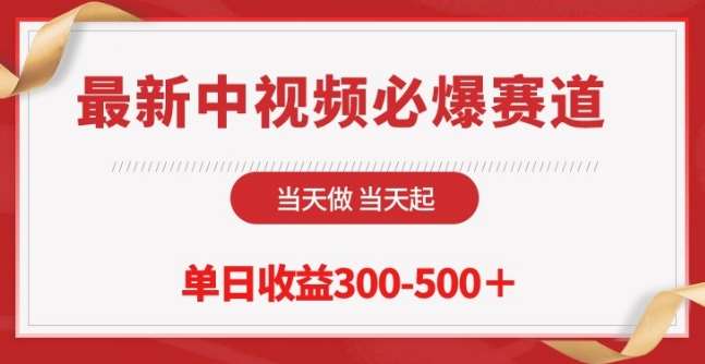 最新中视频必爆赛道，当天做当天起，单日收益300-500+【揭秘】-178分享