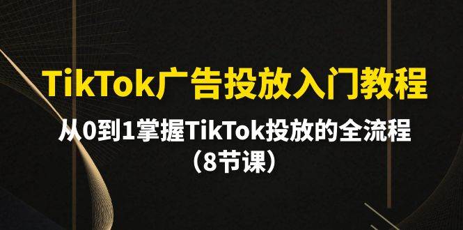 （10085期）TikTok广告投放入门教程，从0到1掌握TikTok投放的全流程（8节课）-178分享