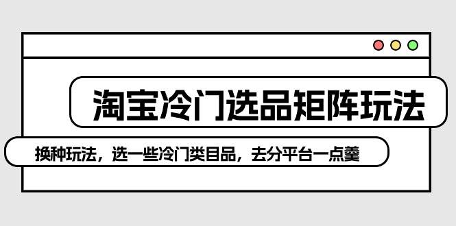 （10159期）淘宝冷门选品矩阵玩法：换种玩法，选一些冷门类目品，去分平台一点羹-178分享