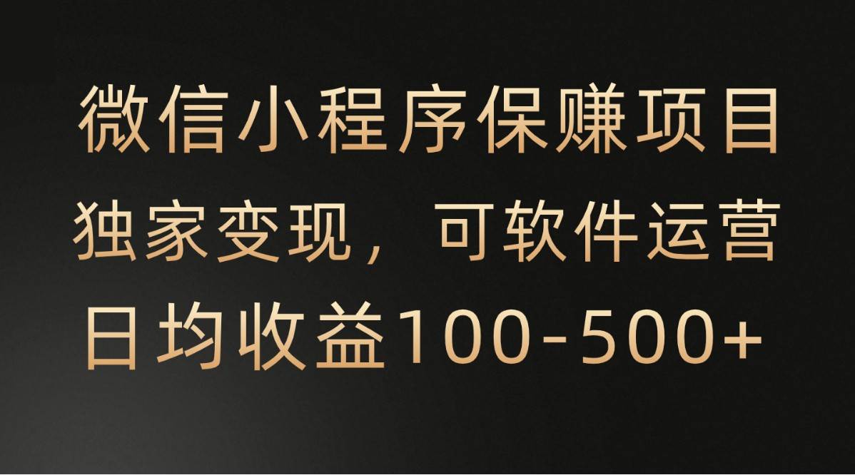 微信小程序，腾讯保赚项目，可软件自动运营，日均100-500+收益有保障-178分享