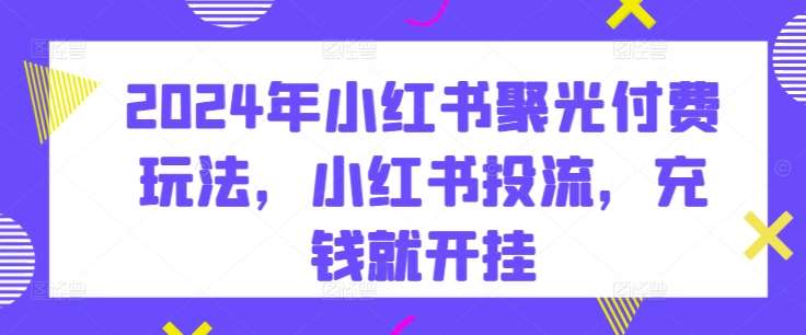 2024年小红书聚光付费玩法，小红书投流，充钱就开挂-178分享