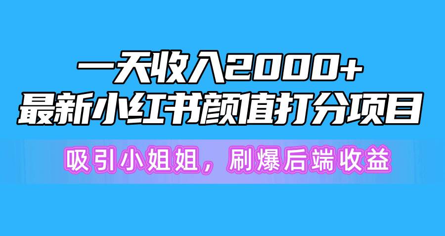 （10187期）一天收入2000+，最新小红书颜值打分项目，吸引小姐姐，刷爆后端收益-178分享