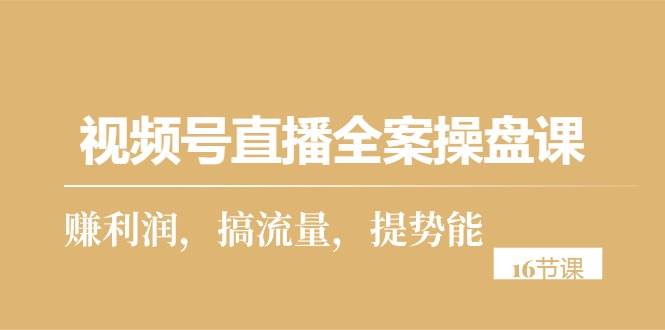 （10207期）视频号直播全案操盘课，赚利润，搞流量，提势能（16节课）-178分享