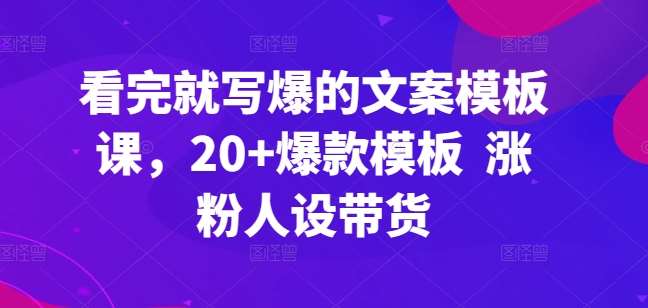 看完就写爆的文案模板课，20+爆款模板  涨粉人设带货-178分享