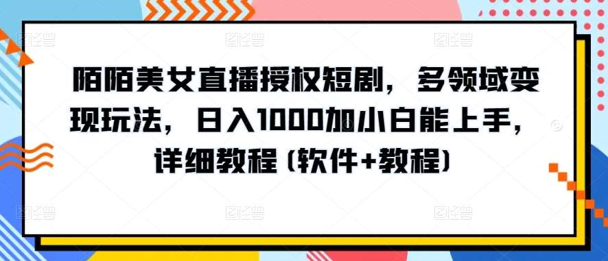 陌陌美女直播授权短剧，多领域变现玩法，日入1000加小白能上手，详细教程(软件+教程)【揭秘】-178分享