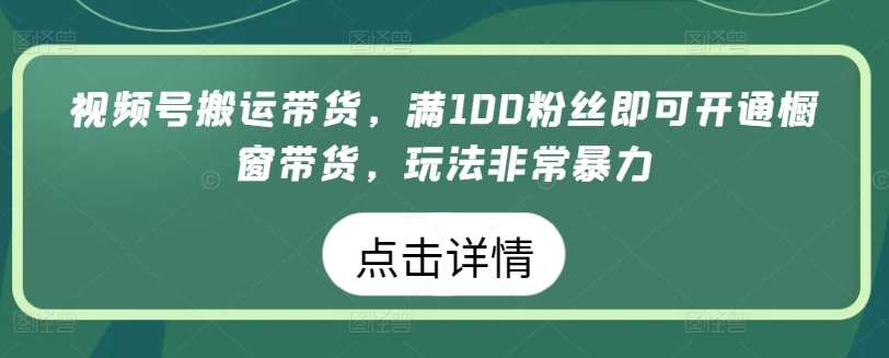 视频号搬运带货，满100粉丝即可开通橱窗带货，玩法非常暴力【揭秘】-178分享