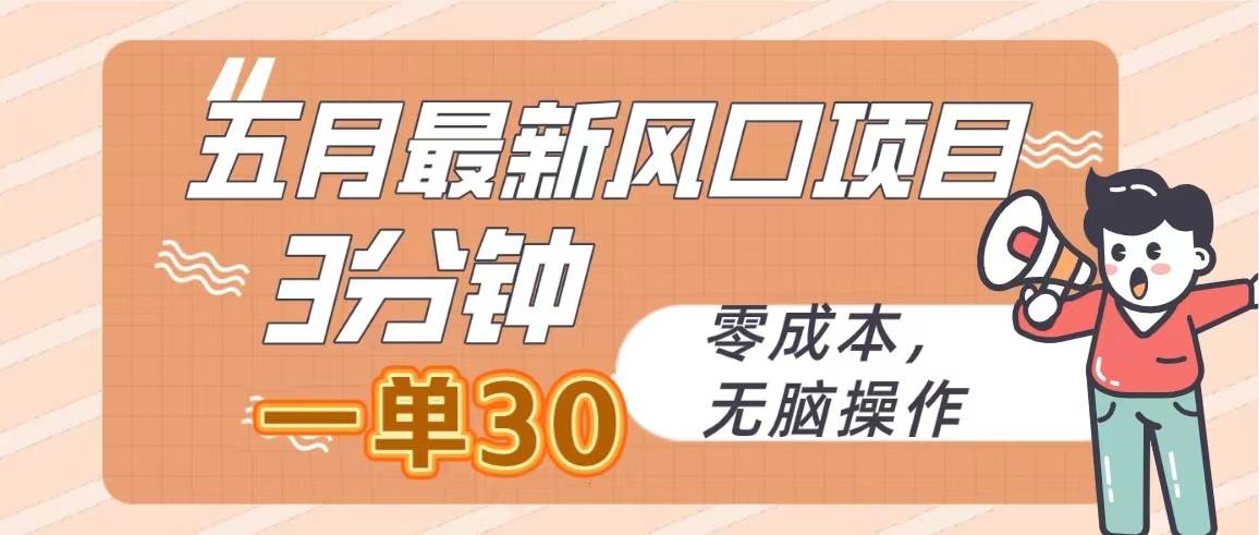 （10256期）五月最新风口项目，3分钟一单30，零成本，无脑操作-178分享