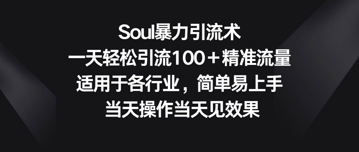 Soul暴力引流术，一天轻松引流100＋精准流量，适用于各行业，简单易上手！-178分享