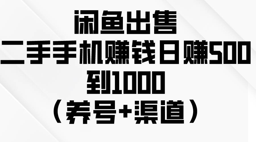 （10269期）闲鱼出售二手手机赚钱，日赚500到1000（养号+渠道）-178分享