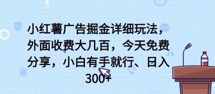 小红薯广告掘金详细玩法，外面收费大几百，小白有手就行，日入300+【揭秘】-178分享