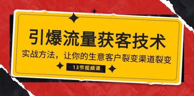 （10276期）《引爆流量 获客技术》实战方法，让你的生意客户裂变渠道裂变（13节）-178分享