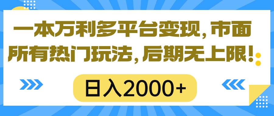 （10311期）一本万利多平台变现，市面所有热门玩法，日入2000+，后期无上限！-178分享