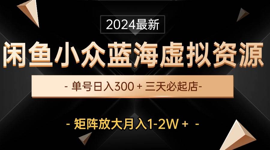 （10336期）最新闲鱼小众蓝海虚拟资源，单号日入300＋，三天必起店，矩阵放大月入1-2W-178分享