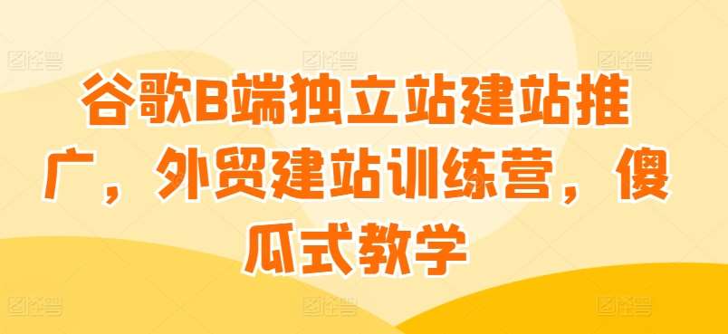 谷歌B端独立站建站推广，外贸建站训练营，傻瓜式教学-178分享