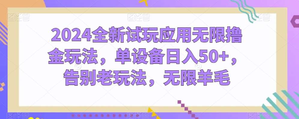 2024全新试玩应用无限撸金玩法，单设备日入50+，告别老玩法，无限羊毛【揭秘】-178分享