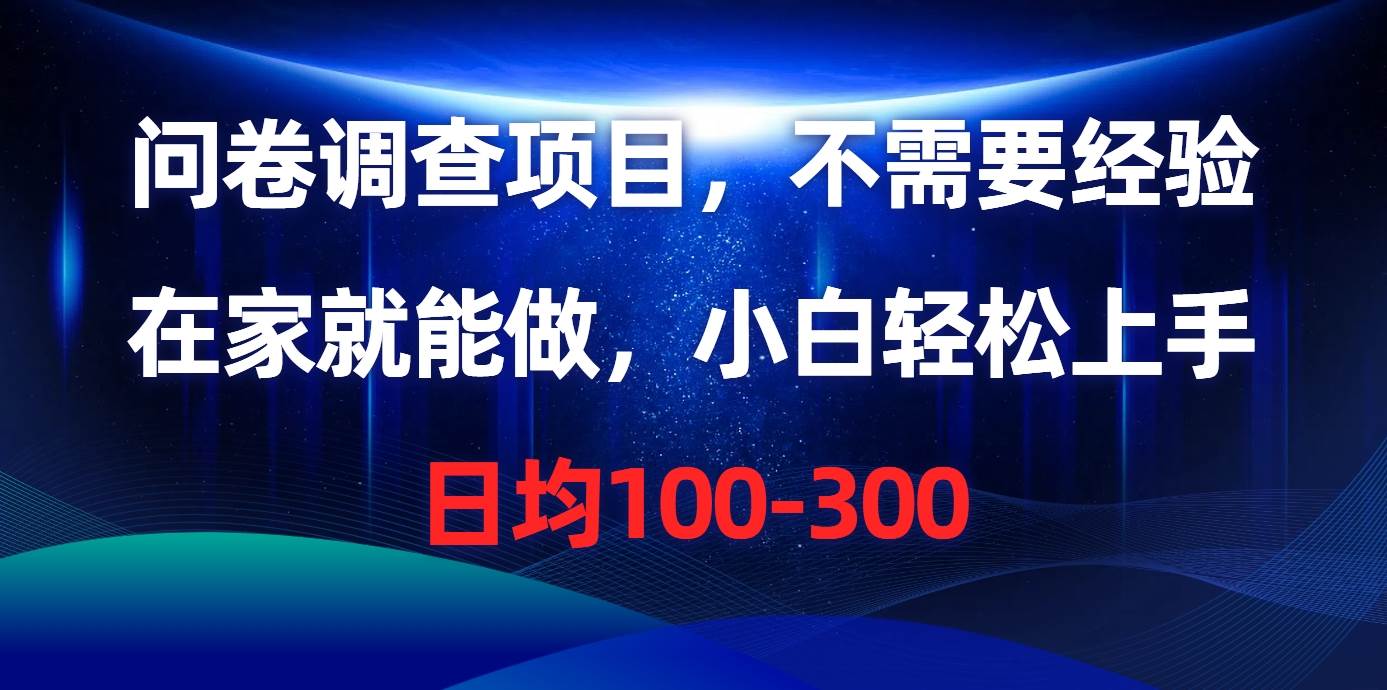 （10402期）问卷调查项目，不需要经验，在家就能做，小白轻松上手，日均100-300-178分享