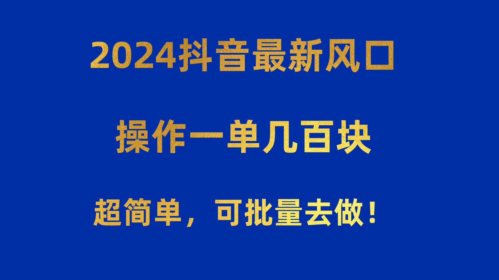 （10413期）2024抖音最新风口！操作一单几百块！超简单，可批量去做！！！-178分享