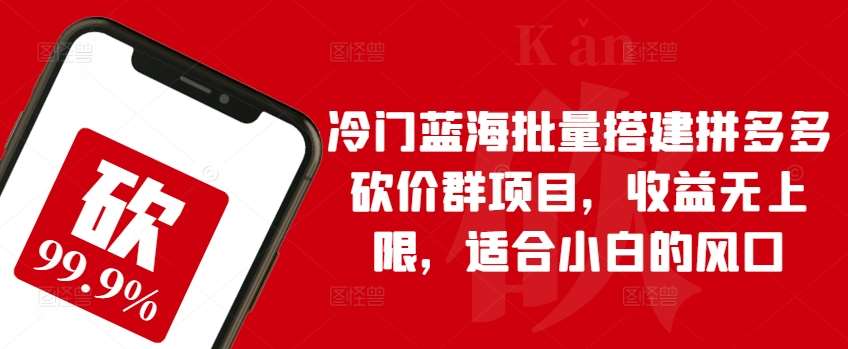 冷门蓝海批量搭建拼多多砍价群项目，收益无上限，适合小白的风口【揭秘】-178分享