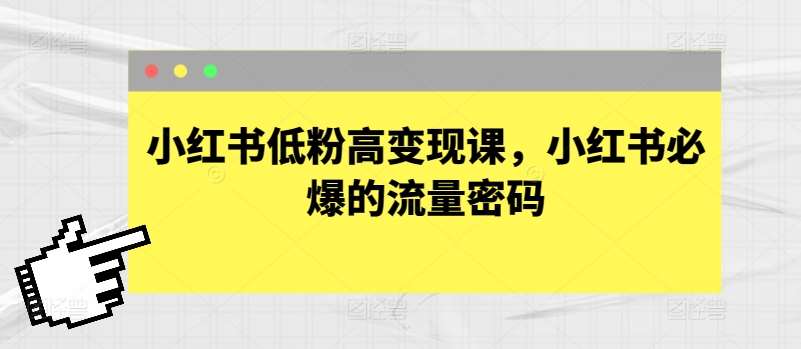 小红书低粉高变现课，小红书必爆的流量密码-178分享