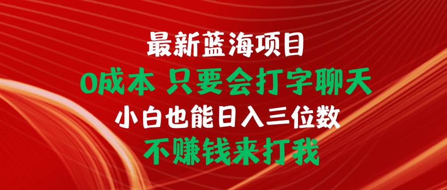 （10424期）最新蓝海项目 0成本 只要会打字聊天 小白也能日入三位数 不赚钱来打我-178分享