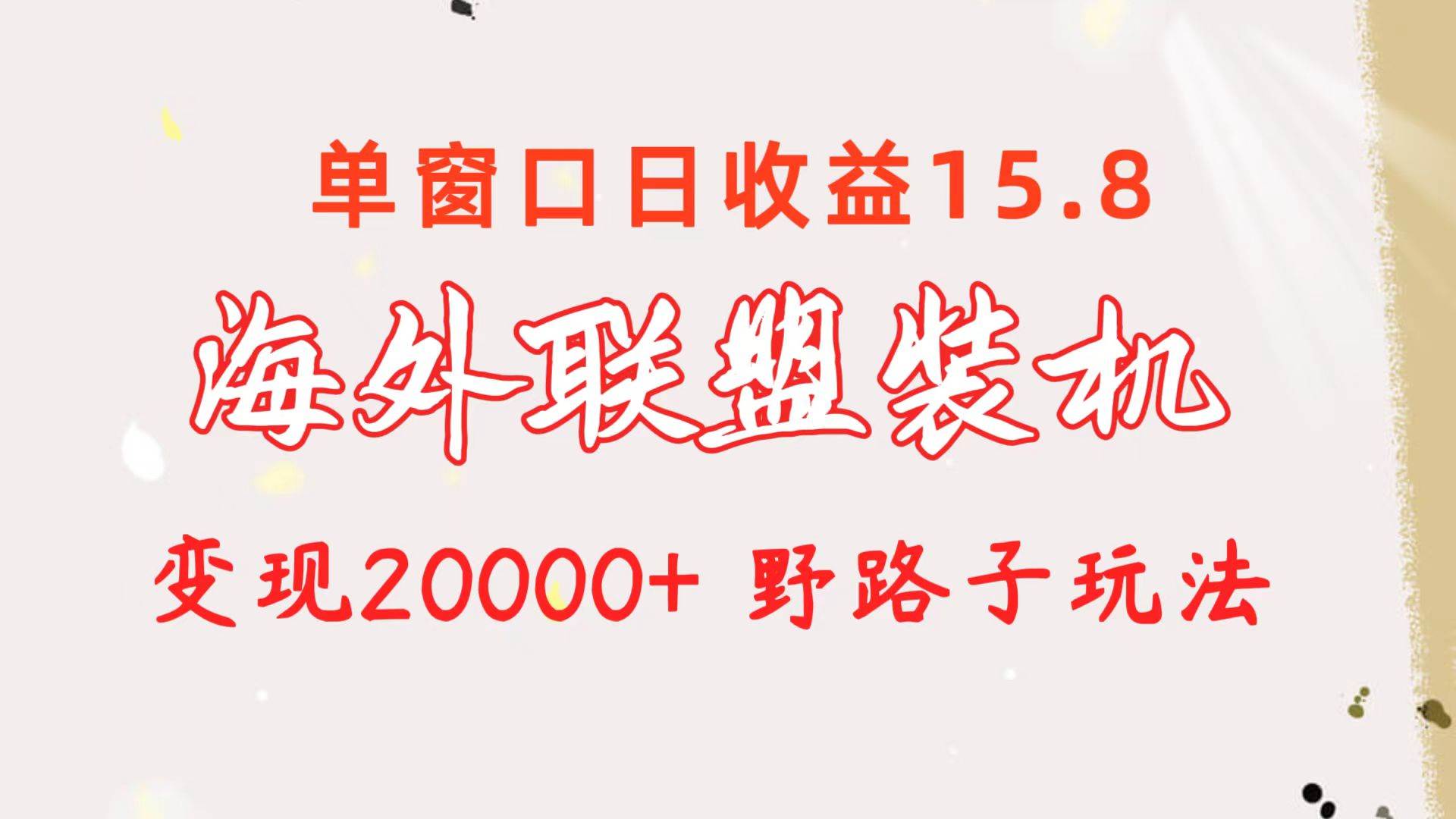 （10475期）海外联盟装机 单窗口日收益15.8  变现20000+ 野路子玩法-178分享