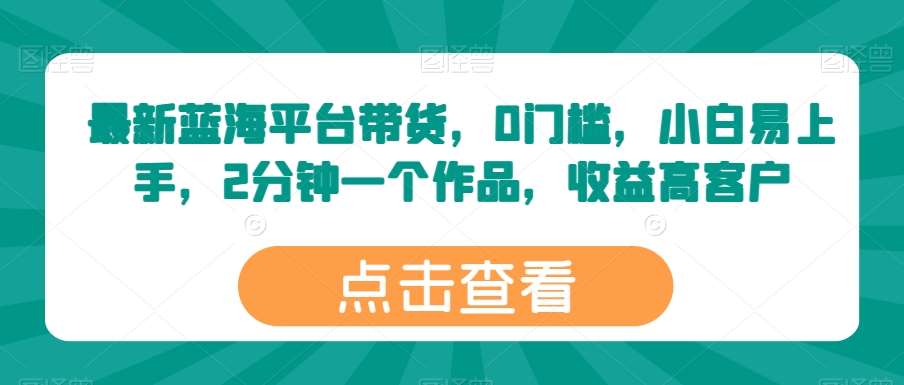 最新蓝海平台带货，0门槛，小白易上手，2分钟一个作品，收益高【揭秘】-178分享