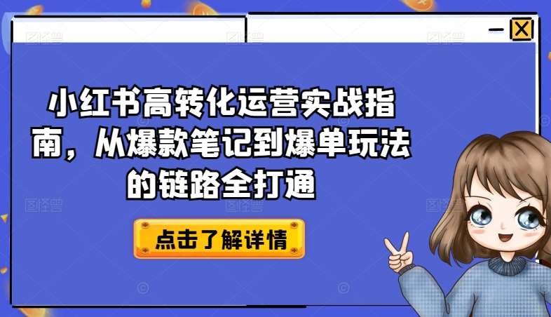 小红书高转化运营实战指南，从爆款笔记到爆单玩法的链路全打通-178分享