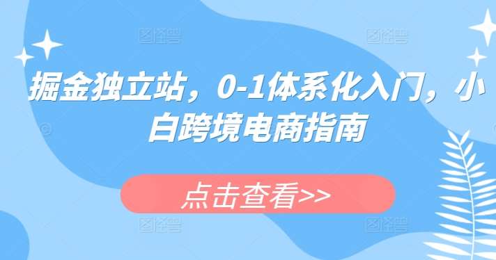 掘金独立站，0-1体系化入门，小白跨境电商指南-178分享