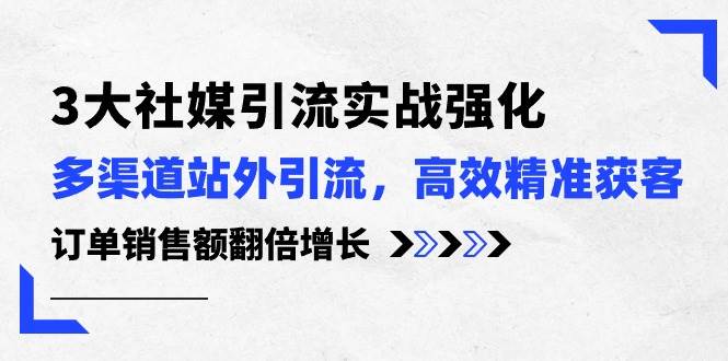 （10563期）3大社媒引流实操强化，多渠道站外引流/高效精准获客/订单销售额翻倍增长-178分享