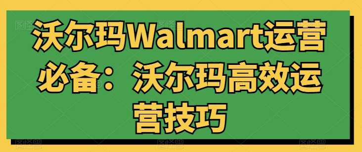 沃尔玛Walmart运营必备：沃尔玛高效运营技巧-178分享