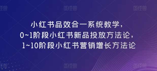 小红书品效合一系统教学，​0~1阶段小红书新品投放方法论，​1~10阶段小红书营销增长方法论-178分享