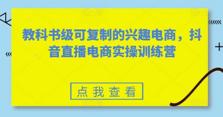 教科书级可复制的兴趣电商，抖音直播电商实操训练营-178分享