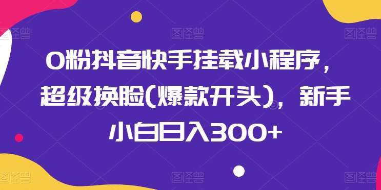 0粉抖音快手挂载小程序，超级换脸(爆款开头)，新手小白日入300+【揭秘】-178分享