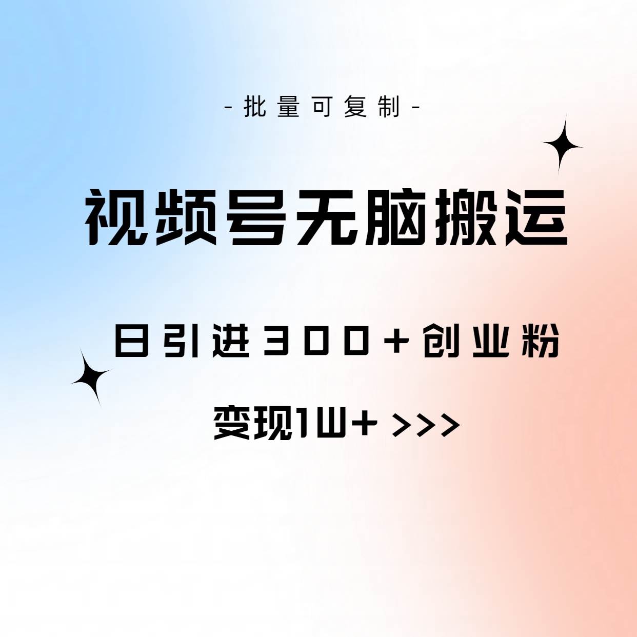 （10612期）视频号无脑搬运日引300+创业粉，变现1W+可批量复制-178分享