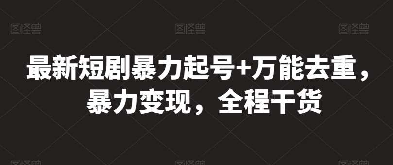 最新短剧暴力起号+万能去重，暴力变现，全程干货【揭秘】-178分享