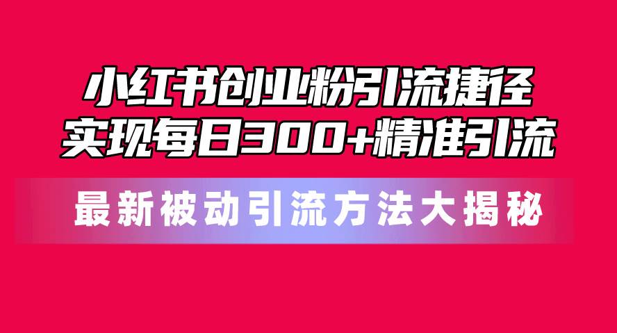 （10692期）小红书创业粉引流捷径！最新被动引流方法大揭秘，实现每日300+精准引流-178分享