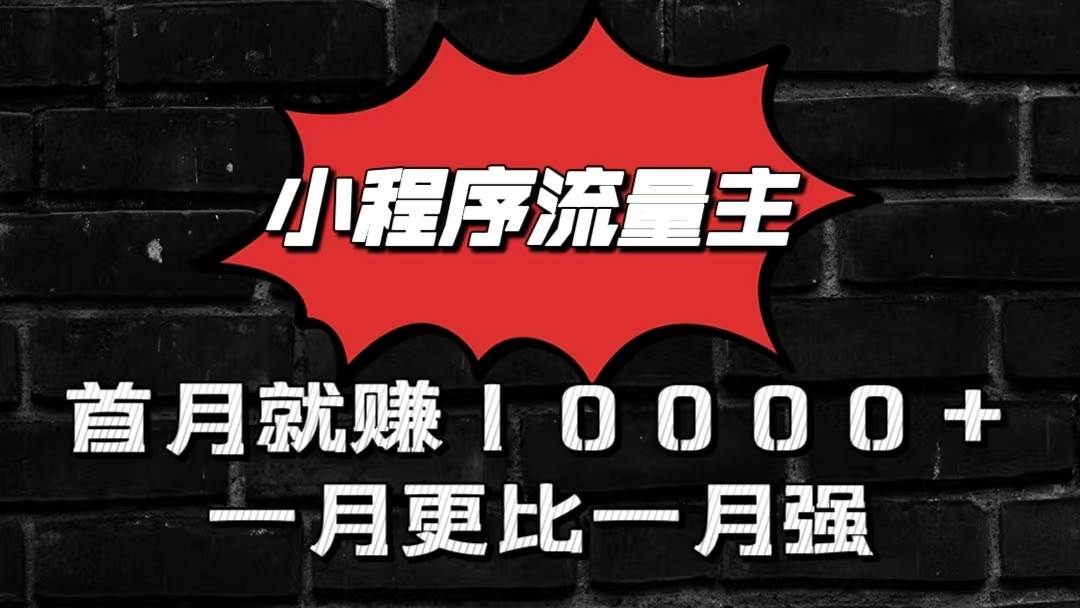 小程序流量主首月就赚10000+，一月更比一月强！小本创业首选-178分享